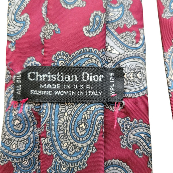Christian Dior Men's All Silk Fabric Woven Tie 3.5" Width 60" Length Excellent - Picture 3 of 3